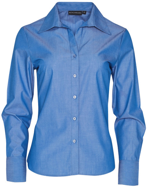 Indigo Blue - Front - M8002 - Women's Nano Tech Long Sleeve Shirt Indigo Blue - Front - M8002 - Women's Nano Tech Long Sleeve Shirt