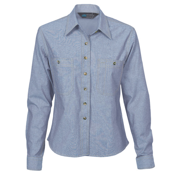 4106 - Ladies Cotton Chambray Shirt - Long Sleeve - DNC Workwear
