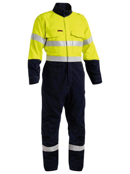 Yellow / Navy - Front - BC8086T - TenCate Tecasafe Plus 700 Taped Hi Vis FR Vented Coverall
