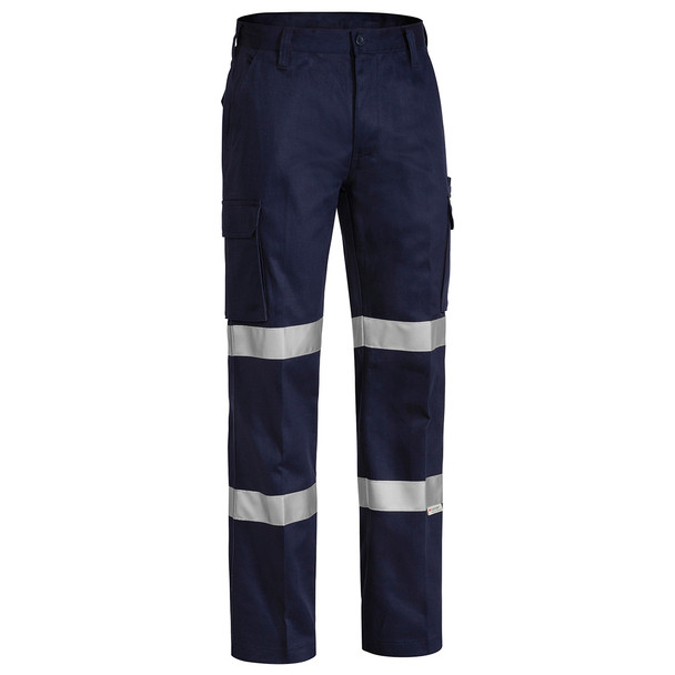Navy - Front - BPC6003T - Taped Biomotion Drill Cargo Work Pants - Bisley Workwear