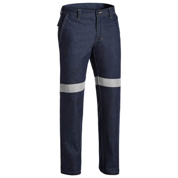 Dark Denim - Front  - BP8091T - Taped FR Denim Jean - Bisley Workwear