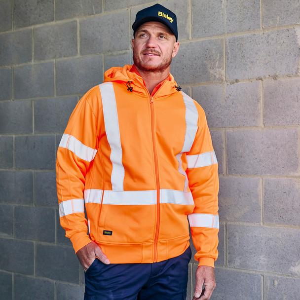 BK6819XT - X Taped Hi Vis Zip Front Fleece Hoodie