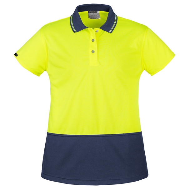 Yellow / Navy - Front - ZH731 - Womens Hi Vis Basic Short Sleeve Polo - Syzmik