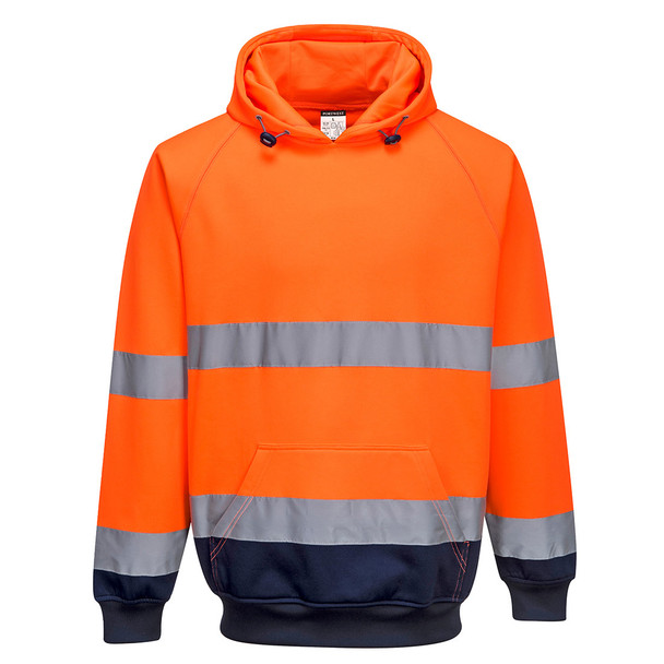 Orange / Navy - Front - B316 - Hi-Vis Contrast Hoodie