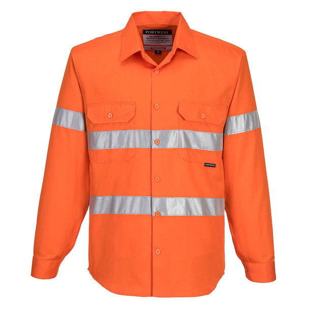 Orange - Front - MA191 - Darwin Hi-Vis Shirt L/S