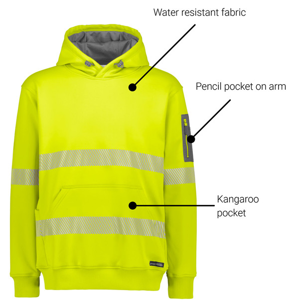 Annotated - ZT867 - Unisex Streetworx Water Resistant Hoodie with Segmented Tape - Syzmik