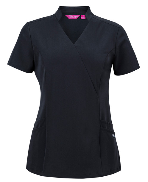 Black - Front - 4SMT1 - JB's Ladies NU Mandarin Collar Scrub Top
