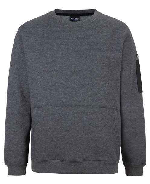 Charcoal Marle / Black - Front - 6CCF - JB's 350 Premium Trade Crew Neck Fleece Char Marle/Black-2Xs