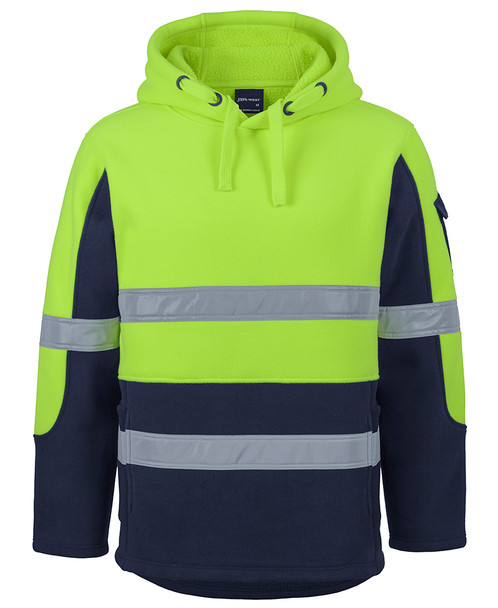 Lime / Navy - Front - 6DLP - JB's HV D+N 450G Pull Over Shepherd Hoodie