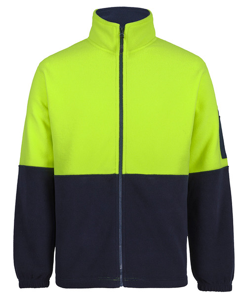 Lime / Navy - Front - 6HVPE - JB's HV Full Zip Polar Fleece