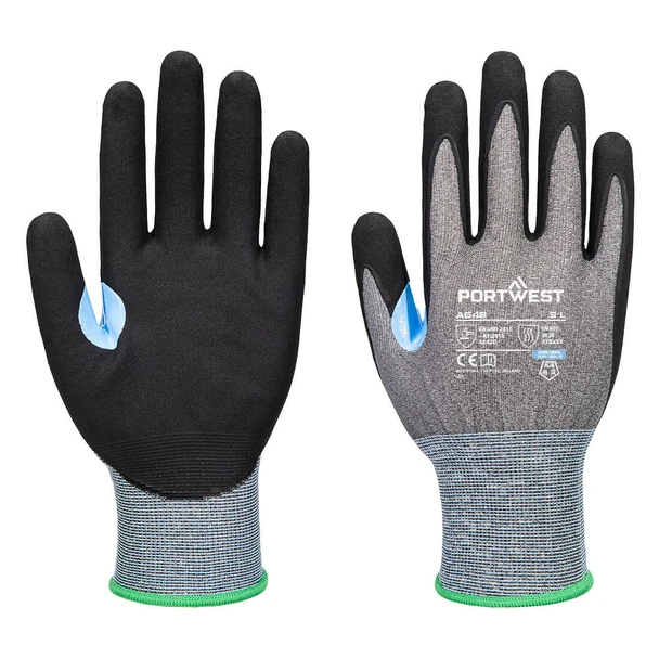 Grey / Black - Front - A648 - CS Cut D21 Nitrile Glove