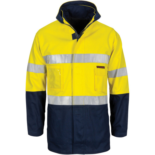 Yellow / Navy - Front - 3764 - H/W CTN "4 IN 1" Jacket C/W GT