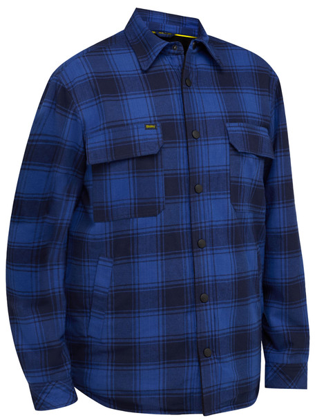 Blue Check - Front - BJ6101 - Shacket with Sherpa Lining