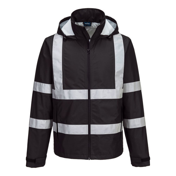 Black - Front - F442  - Iona Enhanced Lightweight Packable Jacket - Portwest