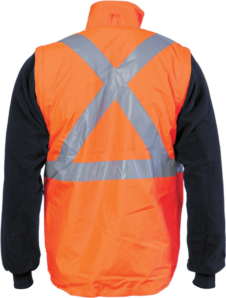 3994 - HiVis Cross Back D/N 4 in 1 Zip Off Sleeve Reversible Vest