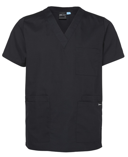 Black - Front - 4SRT - JB's UNISEX SCRUBS TOP