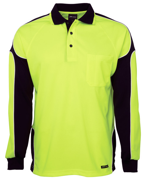 Lime / Black - Front - 6AP4L - JB's HV 4602.1 L/S ARM PANEL POLO Lime / Black - Front - 6AP4L - JB's HV 4602.1 L/S ARM PANEL POLO