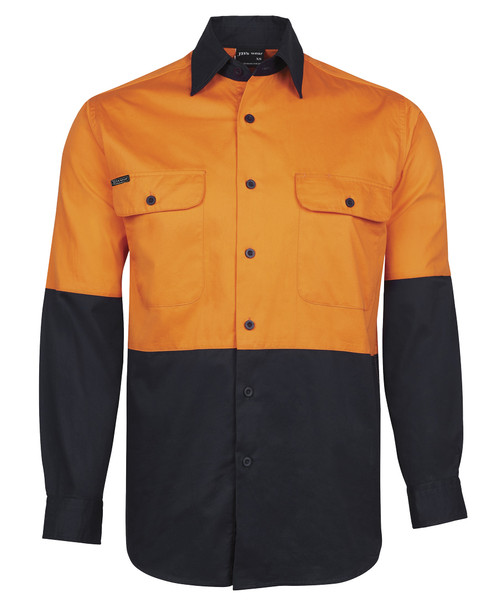 Orange / Black - Front - 6HWSL - JB's HV L/S 150G SHIRT