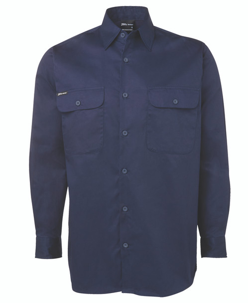 Navy - Front - 6WSLL - JB's L/S 150G Work Shirt -2Xs
