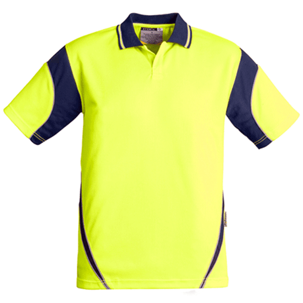 ZH248 - Mens Hi Vis Aztec Polo - Short Sleeve  Yellow Navy