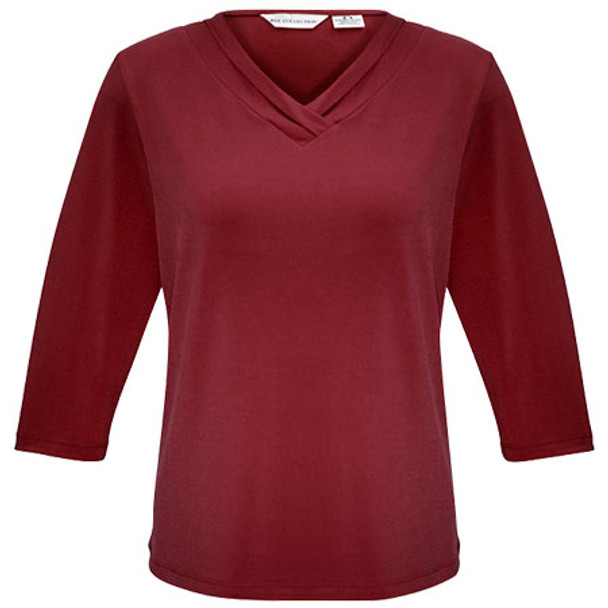 K819LT - Ladies Lana 3/4 Sleeve Top - Cherry