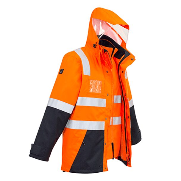 ZJ532 - Mens Hi Vis 4 in 1 Waterproof Jacket o/n front side