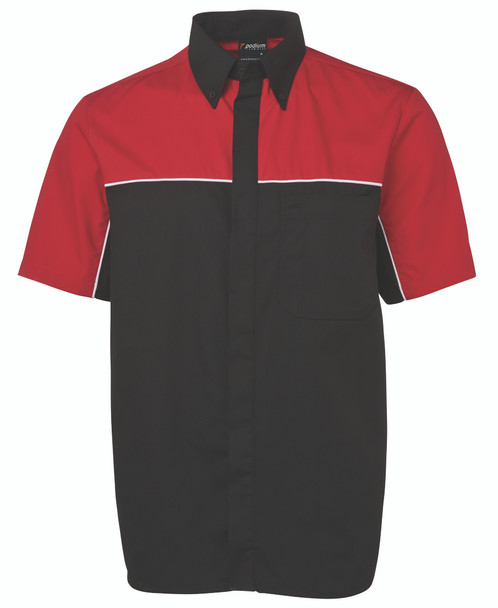 Black / Red / White - Front - 4M - Podium Moto Shirt -S