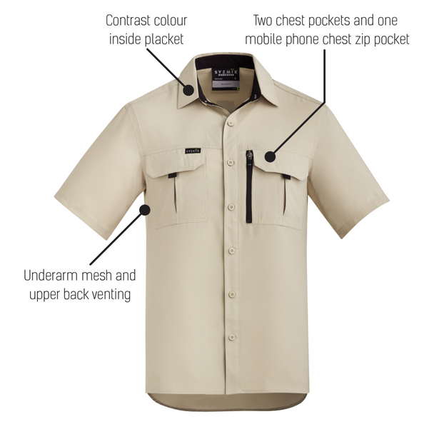 Annotated - ZW465 - Mens Outdoor S/S Shirt - SYZMIK