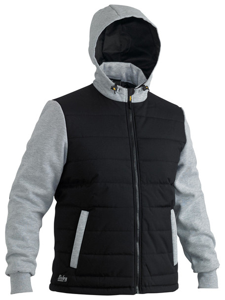 Black - Front - BJ6944 - Flx & Move Contrast Puffer Fleece Hooded Jacket