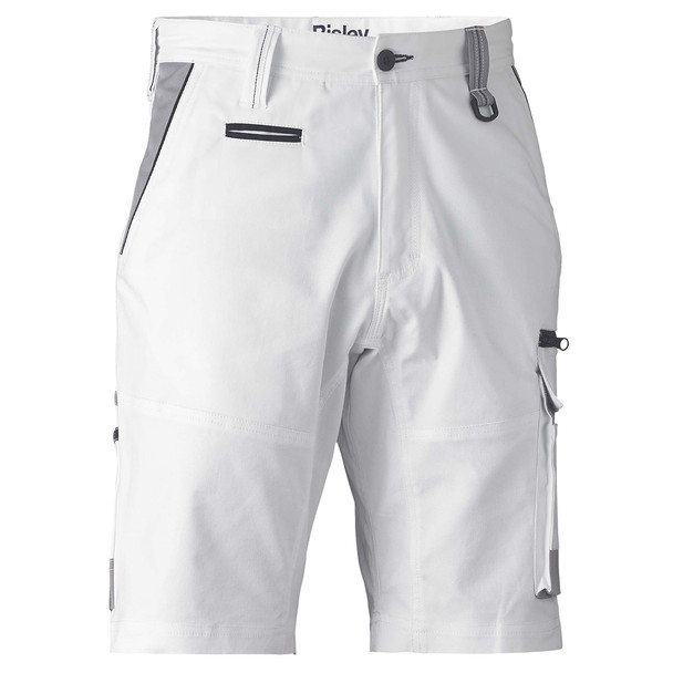 White - Front - BSHC1422 - Painters Contrast Cargo Short - Bisley Workwear