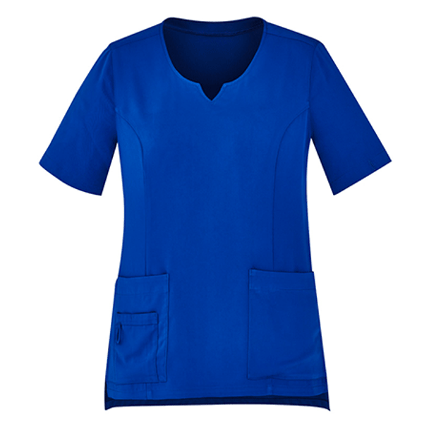 CST942LS - Womens Tailored Fit Round Neck Scrub Top Electric Blue