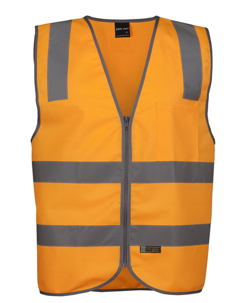 Orange - Front - 6DVSV - JB's VIC RAIL (D+N) ZIP SAFETY VEST