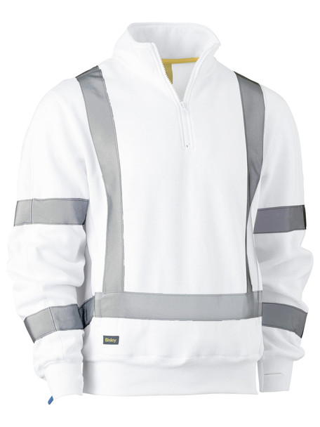 White - Front - BK6321XT - X Taped 1/4 Zip Fleece Pullover