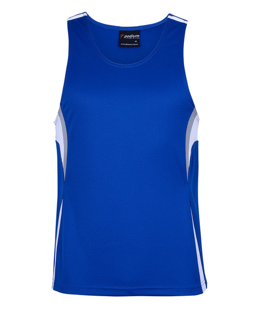 Royal / White / Grey - Front - 7CJS - PODIUM COOL JACQUARD SINGLET