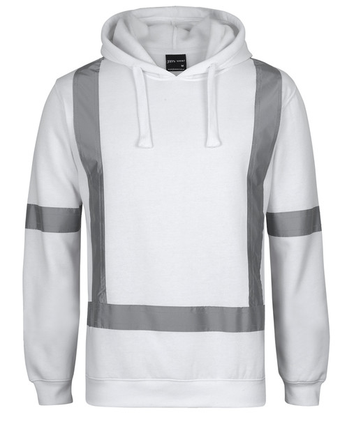 White - Front - 6BNH - JB's Fleece Hoodie With Reflective Tape