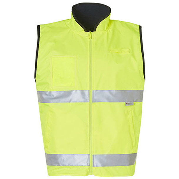 SW49 - High Visibility Reversible Mandarine Collar Safety Vest - Yellow-Navy