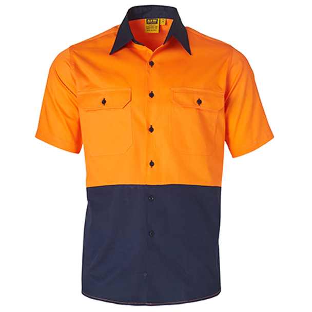 Orange Navy - SW57 Short Sleeve Safety Shirt Orange Navy - SW57 Short Sleeve Safety Shirt