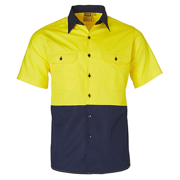 Yellow-Navy - SW57 Short Sleeve Safety Shirt Yellow-Navy - SW57 Short Sleeve Safety Shirt