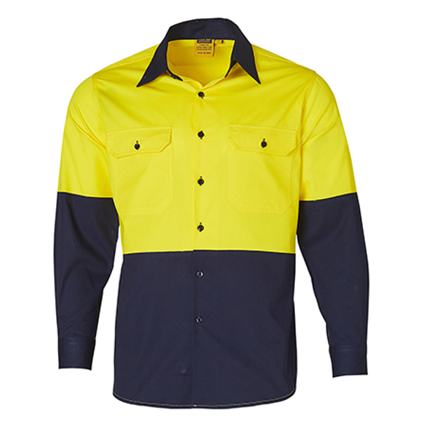 Yellow-Navy - SW58 Long Sleeve Safety Shirt Yellow-Navy - SW58 Long Sleeve Safety Shirt