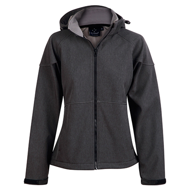 Marl Charcoal-Charcoal - JK34 ASPEN Softshell Hood Jacket Ladies - Winning Spirit Marl Charcoal-Charcoal - JK34 ASPEN Softshell Hood Jacket Ladies - Winning Spirit