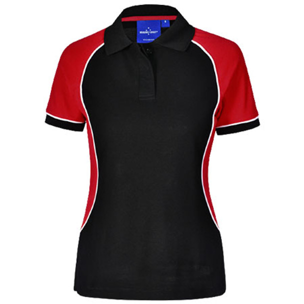 E-PS78 - Ladies Arena Polo - Black-White-Red E-PS78 - Ladies Arena Polo - Black-White-Red
