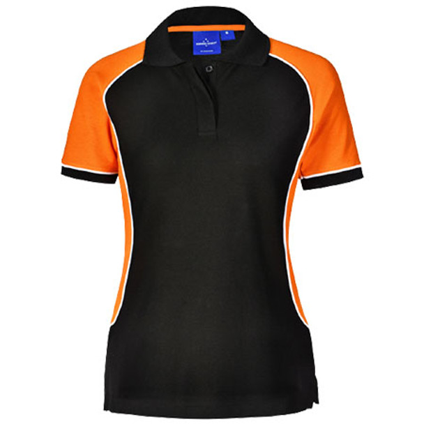 E-PS78 - Ladies Arena Polo - Black-White-Orange E-PS78 - Ladies Arena Polo - Black-White-Orange