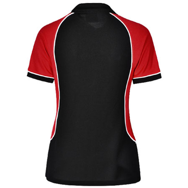 E-PS78 - Ladies Arena Polo - Black-White-Red - Back E-PS78 - Ladies Arena Polo - Black-White-Red - Back