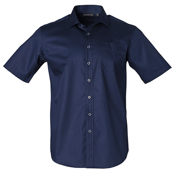 Navy - M7110S Barkley Mens Taped Seam Short Sleeve Shirt - Winning Spirit