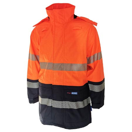 Orange-Navy - 3467 Hi-Vis FR and HRC2 D/N Rain Jacket - DNC Workwear