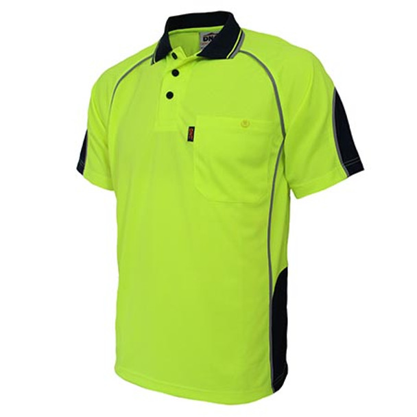 Yellow-Navy - 3569 Hi-Vis Semicircle-Piping Polo - DNC Workwear