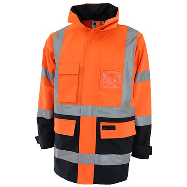 Orange-Navy - 3962 HiVis H pattern 2T Biomotion tape jacket - DNC Workwear