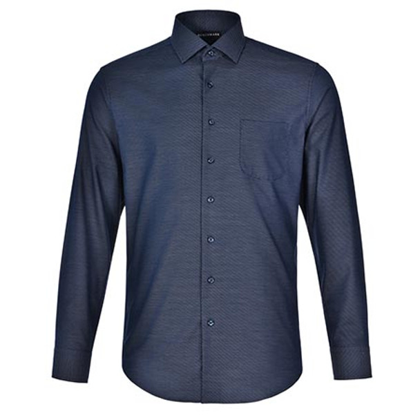 M7400L - Mens Ascot L/S Dot Jacquard Stretch Shirt - Navy M7400L - Mens Ascot L/S Dot Jacquard Stretch Shirt - Navy