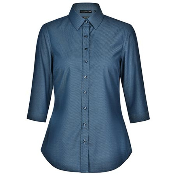 Ocean Blue - M8400Q Ladies Ascot Dot Jacquard 3/4 Sleeve Stretch Shirt - Winning Spirit Ocean Blue - M8400Q Ladies Ascot Dot Jacquard 3/4 Sleeve Stretch Shirt - Winning Spirit