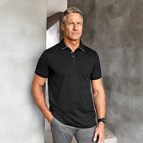 Black-Silver - P106MS Mens Aston Polo - Biz Collection